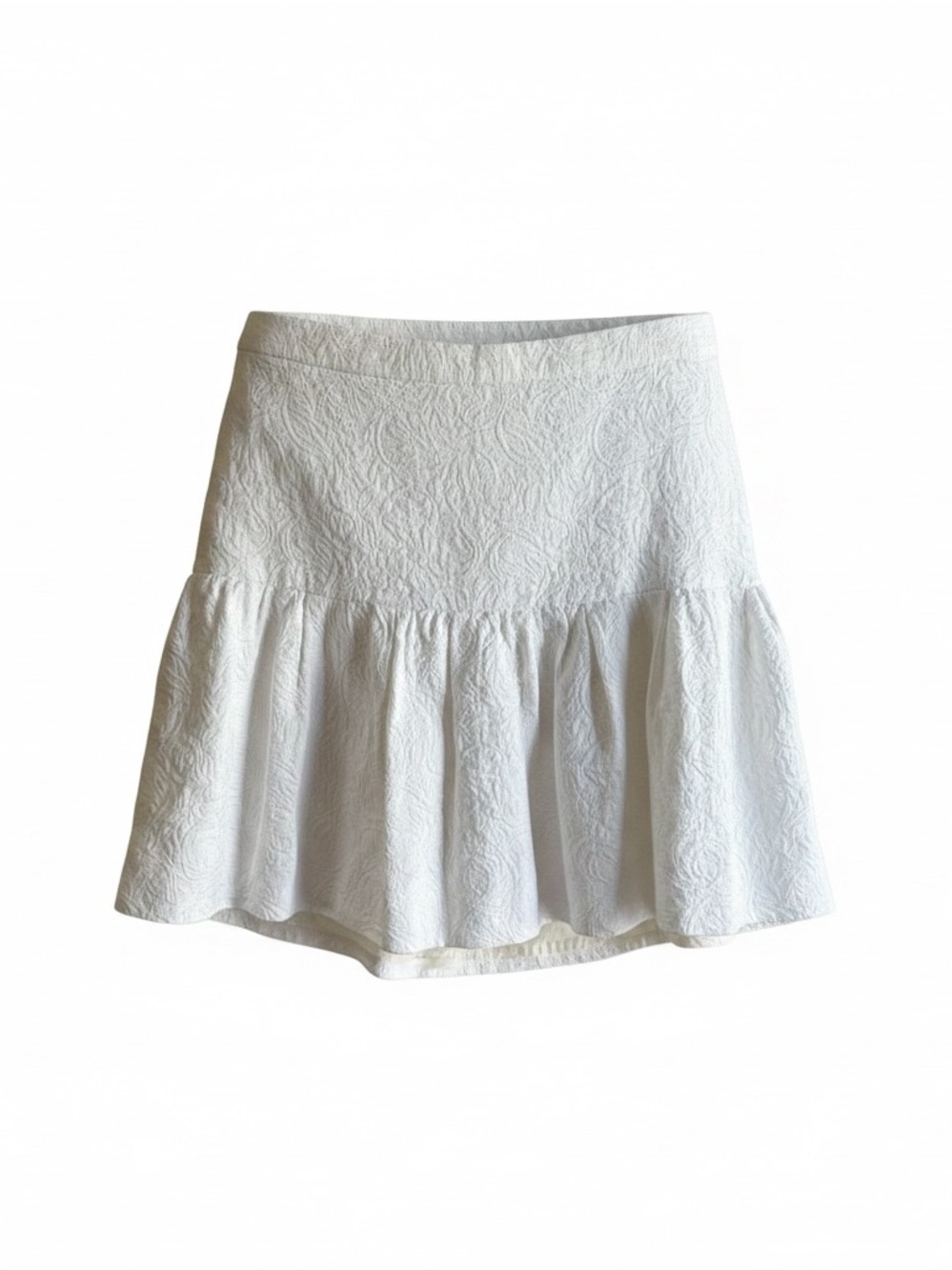 J. Crew White Textured Ruffle-Hem Skater Skirt - Picture 1 of 4